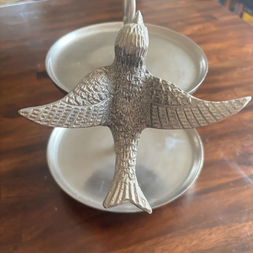 Silver Metal 2-Tier Bird Serving Stand